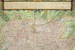 Georg Braun (1541-1622) ve Frans Hogenberg (1535-90) c.1572-1617 (bkz. 138961) tarafından yazılan 'Civitates Orbis Terrarum'dan Roma Haritası