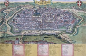 Georg Braun (1541-1622) ve Frans Hogenberg (1535-90) c.1572-1617 tarafından yazılan 'Civitates Orbis Terrarum'dan Viyana Haritası