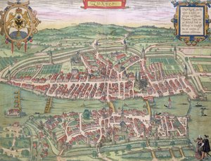 Georg Braun (1541-1622) ve Frans Hogenberg (1535-90) c.1572-1617 tarafından yazılan 'Civitates Orbis Terrarum'dan Zürih Haritası