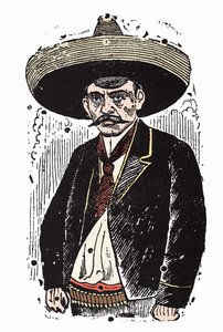 Emiliano Zapata (1880-1919), Meksikalı devrimci. Jose Guadalupe Posada (1852-1913) tarafından Xylography.