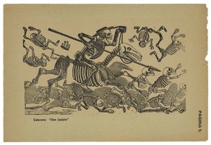 Don Kişot'un kafatasları, c.1910-13, 1943'te basılmış (gravürlü foto-kabartma gravürü) by José Guadalupe Posada