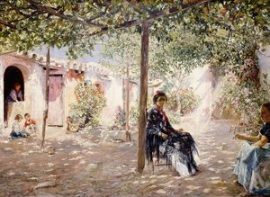 Güneşin benekli avlusunda bayanlar, by Jose Gallegos Arnosa