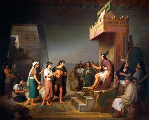 Pulque keşfi, Mezoamerikan alkollü içeceği, Jose Maria Obregon (1832-1902) tarafından tuval üzerine yağlı boya