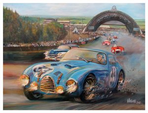 Juan Manuel Fangio, Le Mans 1950 Gordini Typr 18S'de (tuval üzerine akrilik)
