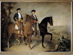 İki atlı,19. yüzyıl (tuval üzerine yağlıboya) by Jose Roldan