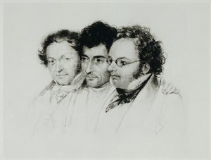 Johann Baptist Jenger, Anselm Huettenbrenner ve Franz Schubert ... by Josef Eduard Teltscher