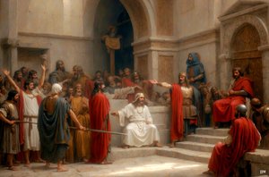 İsa_Pilatus tarafından suçlandı ve kınandı_01 by Josef Johann Michel