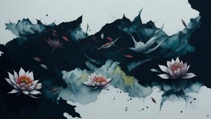 mürekkep boyama: waterlili-black_01