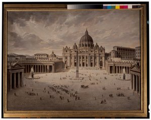Aziz Petrus Meydanı ve Roma Forumundan Bir Görünüm by Josef Langl