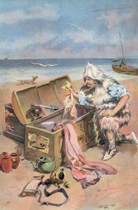 Robinson Crusoe: Sandıkları inceliyorum (renkli taş)