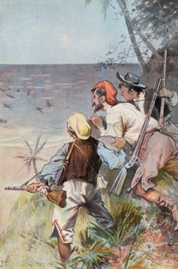 Robinson Crusoe: Vahşiler tarafından istila edildi (renkli taş) by Joseph (after) Finnemore