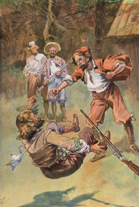 Robinson Crusoe: İspanyol, yumruğunun bir darbesiyle onu yere serdi (renkli taş)