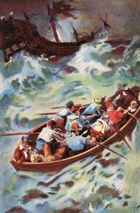 Robinson Crusoe: Enkazı terk ediyoruz (renkli taş) by Joseph (after) Finnemore