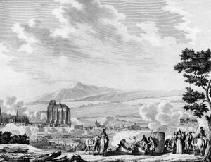 Fransız devrimi ve Avusturya ordusunun karşı-devrimci güçlerinin gelişi: Lille şehrinin bombardımanı (25 Eylül) by Joseph (after) Swebach Desfontaines
