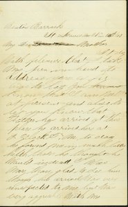 Joseph A. Fardell, Benton Kışlası, St. Louis, Mo., Anneye imzalı mektup, 12 Kasım 1863 by Joseph A. Fardell