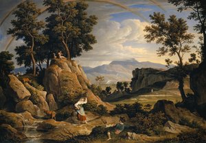 Gökkuşağı ile Olevano yakınlarında manzara, 1823-24 by Joseph Anton Koch