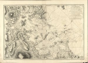 Sondaları, kum çubuklarını, kayaları, denizleri ve navigasyonda faydalı diğer yönleri gösteren Boston limanının özel bir haritası. by Joseph Bernard; Des Barres Chabert