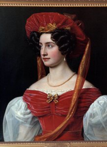 Joseph Karl Stieler (1781-1858) tarafından yapılan Kırmızı Şapkalı Kadın Portresi 19. yüzyıl. Münih, Chateau De Nymphenburg by Joseph Carl Stieler