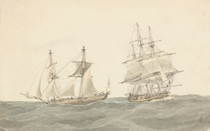 Ağır Denizlerde Barquentine ve Fırkateyn by Joseph Cartwright
