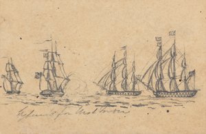 Batı Hint Adaları'na Yönelik (?): Dört Savaş Gemisi by Joseph Cartwright