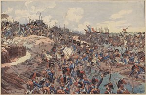 Battle of Jemappes, French Revolutionary Wars, 6 November 1792 (colour litho)