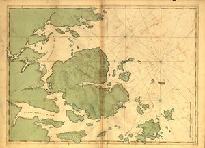 49.000. Hachures tarafından gösterilen Rölyef. Sondajlarla gösterilen derinlikler. Hancock County, Maine sahilini gösterir. Raster görüntü olarak Kongre Kütüphanesi Web sitesinde de mevcuttur. Kasa AACR2 by Joseph F. W. [Des Barres