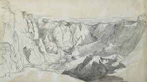 Cornwall'daki Carclase Tin Mine, c.1810 (kağıt üzerine yıkamalı kurşun kalem) by Joseph Farington