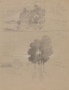 İki Kale ve Ağaç Taslağı; Sabah ve akşam by Joseph Farington