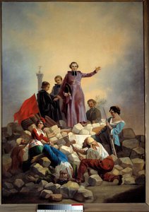 Devrim 1848: “” Başpiskopos Denis Affre (1793-1848) Faubourg Saint Anthony Barikatında 26/06/1848”” Joseph Felon (1818-1896) 1848 Sun tarafından tablo. 0,92x0,67 m. Paris, Musee Carnavalet - 1848 Devrimi: “” Başpiskopos Monsenyör Denis Af