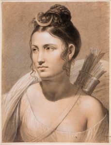"Diane" (Diana) Pastel de Joseph-Francois Ducq (1762-1829) 18. dönem Groeningemuseum, Bruges by Joseph-François Ducq