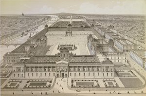 Louvre ve Tuileries'in görünümü, c.1850 by Joseph-Gabriel Aubrun