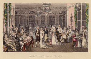 Eski Günlerinde Frascati Kahvesi (renkli gravür) by Joseph Grego
