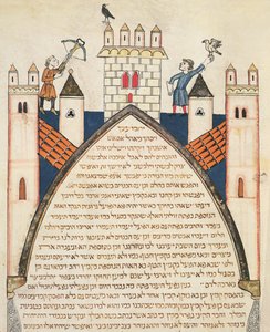 Şahinlerle avlanma, Yahudi Cervera İncilinden bir çizim, 1299