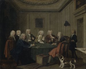 A Club of Gentlemen, c.1730 (tuval üzerine yağlı boya) by Joseph Highmore