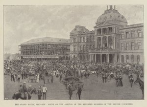 The Grand Hotel, Pretoria, Scene on the Arrival of the Arrested Members of the Reform Committee  by Joseph Holland Tringham