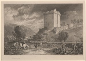 Henry Le Keux (1775-1851) tarafından oyulmuş Borthwick Kalesi (İskoçya'nın Eyalet Eski Eserleri ve Pitoresk Manzarası)