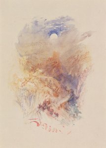 A Mountain Pass in Moonlight, 1845 dolayları (kağıt üzerine suluboya) by Joseph Mallord William Turner