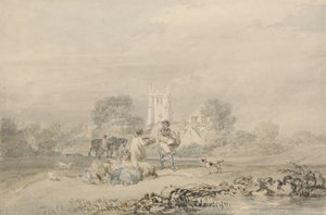 Sonbaharda Tahıl Ekimi, c.1794 (kağıt üzerine grafit üzerine suluboya) by Joseph Mallord William Turner