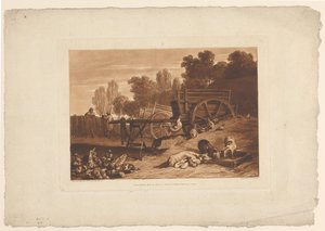 Horoz, tavuk ve domuz ile çiftlik evi Horozlu Çiftlik Bahçesi Peyzaj çalışmaları (dizi adı) Liber Studiorum (dizi adı) by Joseph Mallord William Turner