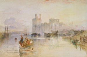 Caernarvon Kalesi, c.1833 (grafit üzerine sulu boya) by Joseph Mallord William Turner