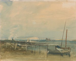 Beyaz Kayalıklar ve Kıyıda Tekneler ile Sahil Manzarası by Joseph Mallord William Turner