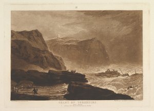 Yorkshire sahili, Whitby Liber Studiorum yakınlarında, bölüm V, levha 24, 1 Ocak 1811. by Joseph Mallord William Turner