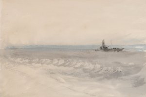 Gri Deniz, Karada Koşan Tekne, c.1845-50 (kağıt üzerine suluboya) by Joseph Mallord William Turner