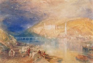 Heidelberg: Sunset, c.1840-42 (kağıt üzerine suluboya ve gövde rengi) by Joseph Mallord William Turner