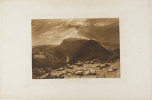 Hind Head Hill, Liber Studiorum'dan 25 numaralı plaka by Joseph Mallord William Turner