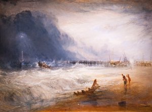 Karaya oturmuş bir gemiye giden cankurtaran botu ve manby aparatı by Joseph Mallord William Turner