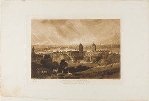Greenwich'ten Londra, Liber Studiorum'dan 26 numaralı plaka by Joseph Mallord William Turner