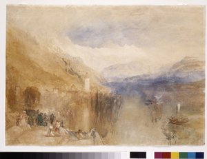 Oberhofen, Lake Thun (beyaz kağıt üzerine suluboya) by Joseph Mallord William Turner