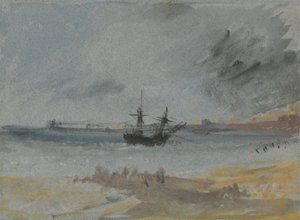 Brighton'da karaya oturan gemi by Joseph Mallord William Turner