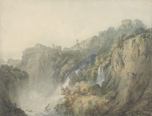 Tivoli, Sibyl Tapınağı ve Çağlayanlar, c.1796-97 (kağıt üzerinde grafit üzerinde w/c) by Joseph Mallord William Turner